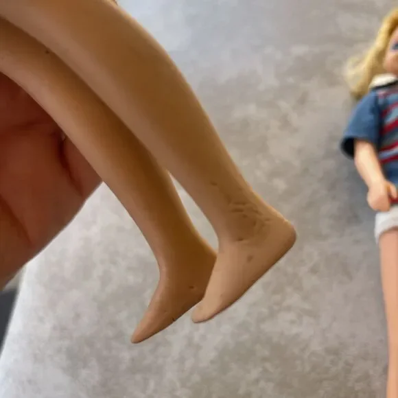 Set Of 2 Skipper Doll Blonde Red 1963 Barbie Sister Straight Leg Swimming Outfit - Picture 13 of 16